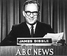 James Dibble reading the first ABC television news in 1956. Attribution: Wiki Commons